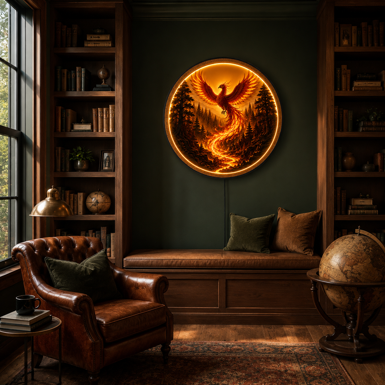 Phoenix Rising LED Wall Art – Illuminated Mythical Bird Decor