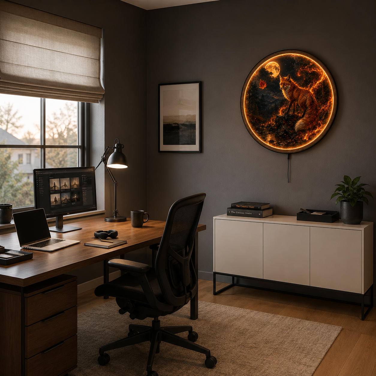 Ember Fox – Moonlit Autumn LED Wall Art