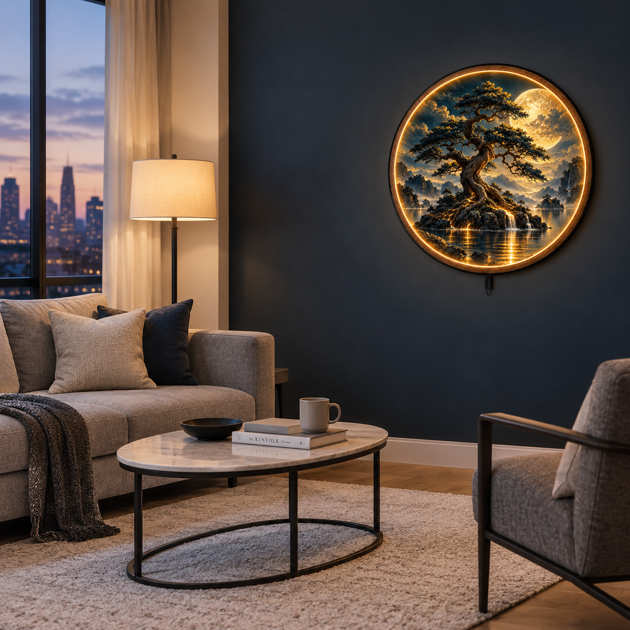 Everroot LED Wall Art – Ancient Tree & Golden Moon Decor