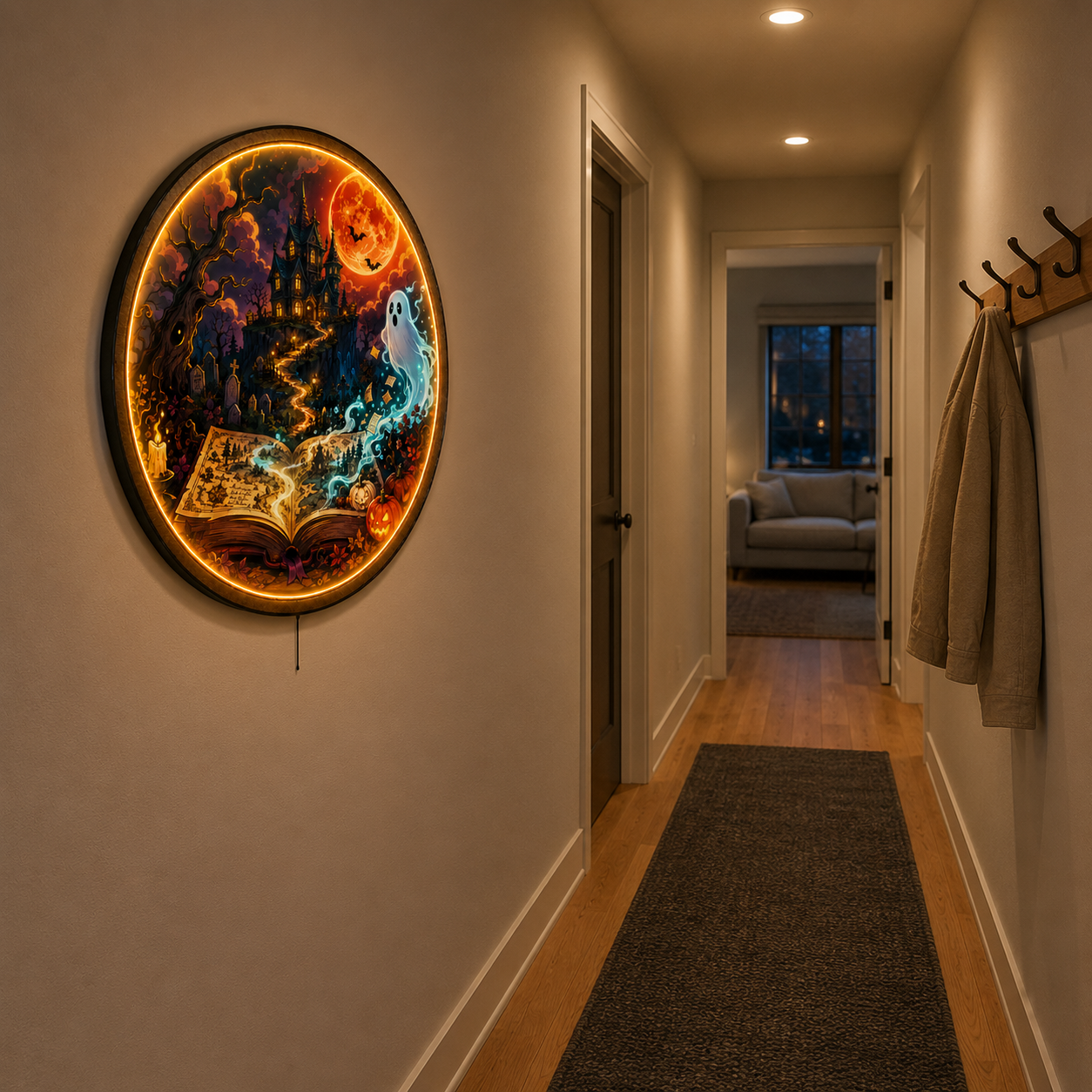 Haunted Storybook LED Wall Art – Ghost & Halloween Castle Decor