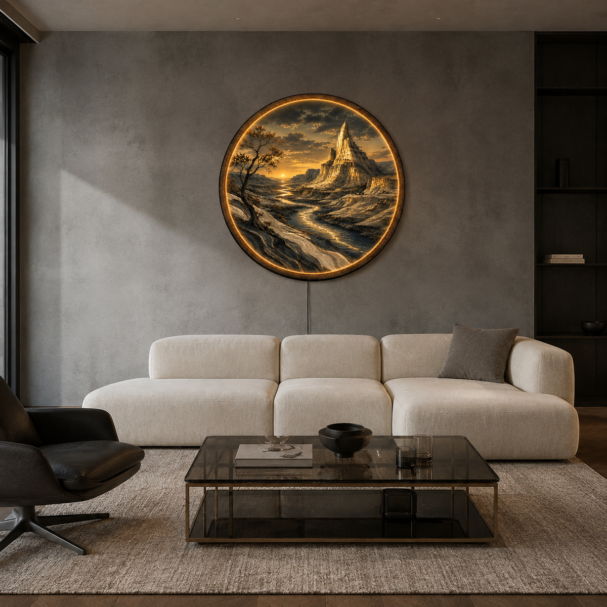 Golden Canyon River of Light LED Wall Art – Landscape Decor