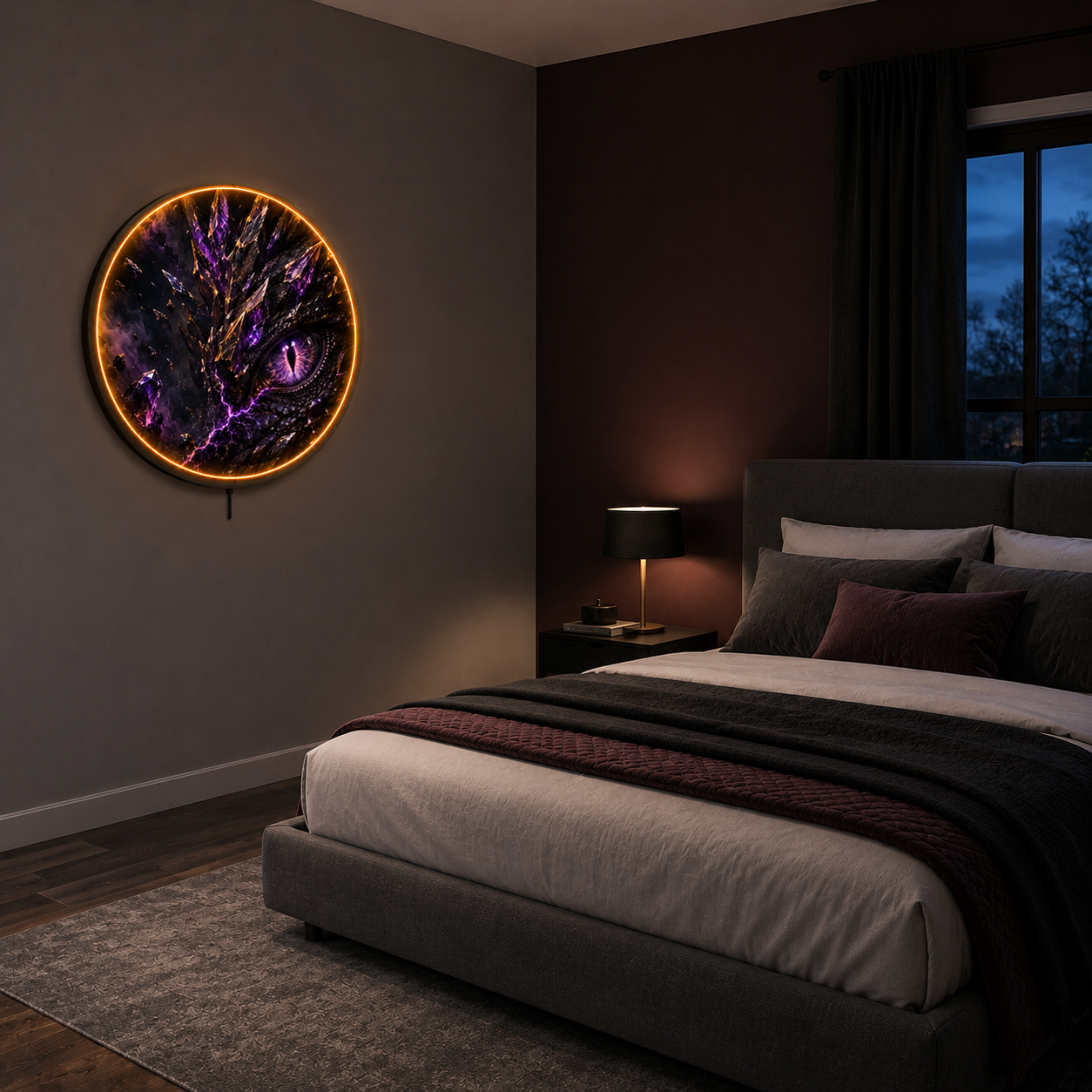 Voidshard Dragon Eye LED Wall Art – Purple Crystal Fantasy Decor