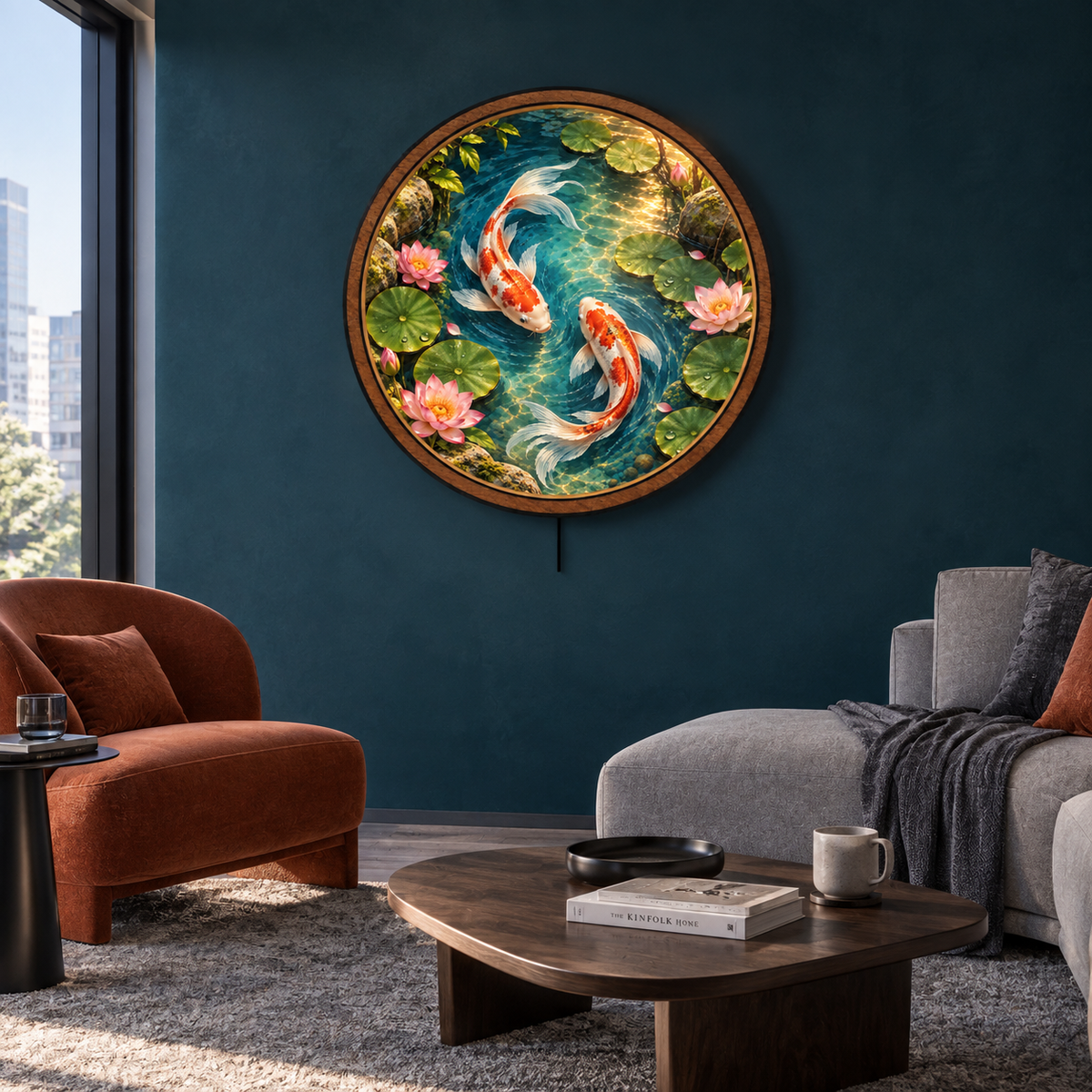 Koi Serenity LED Wall Art – Lotus Pond Zen Decor