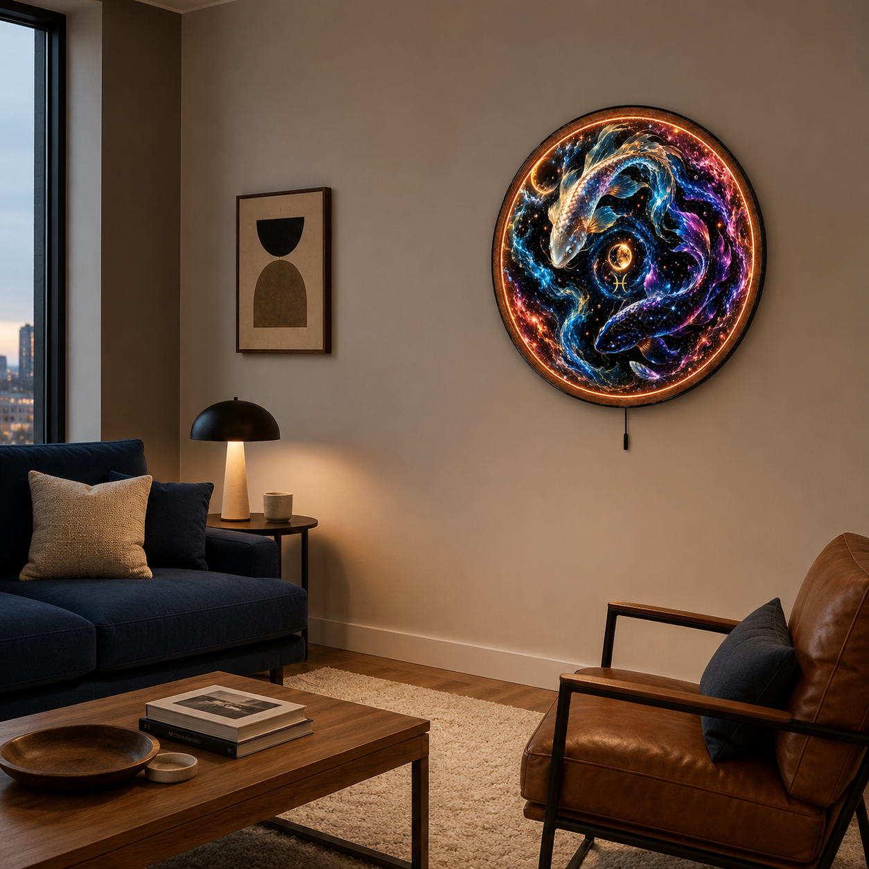 Astral Tide Koi Fish LED Wall Art – Cosmic Yin Yang Decor