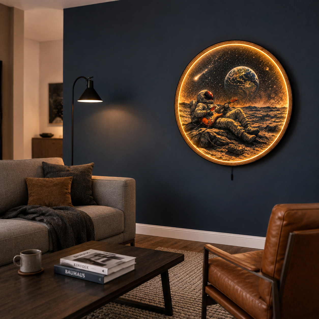 Lunar Solo LED Wall Art – Astronaut Guitar Space Decor