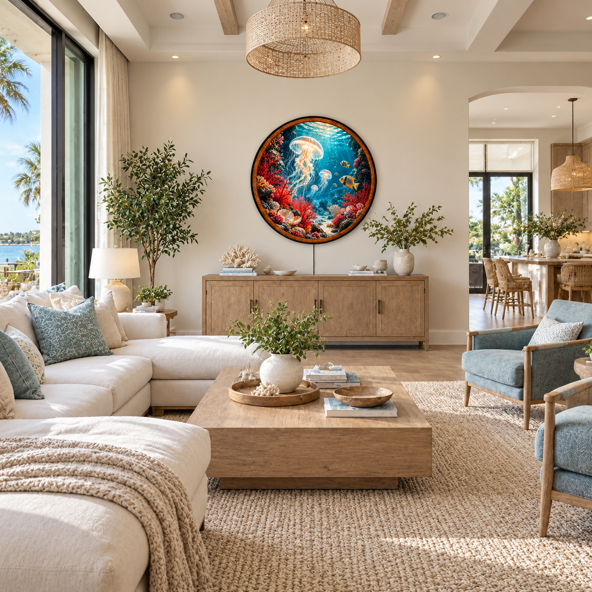 Ocean's Enchanted Glow – Handcrafted LED Wall Art