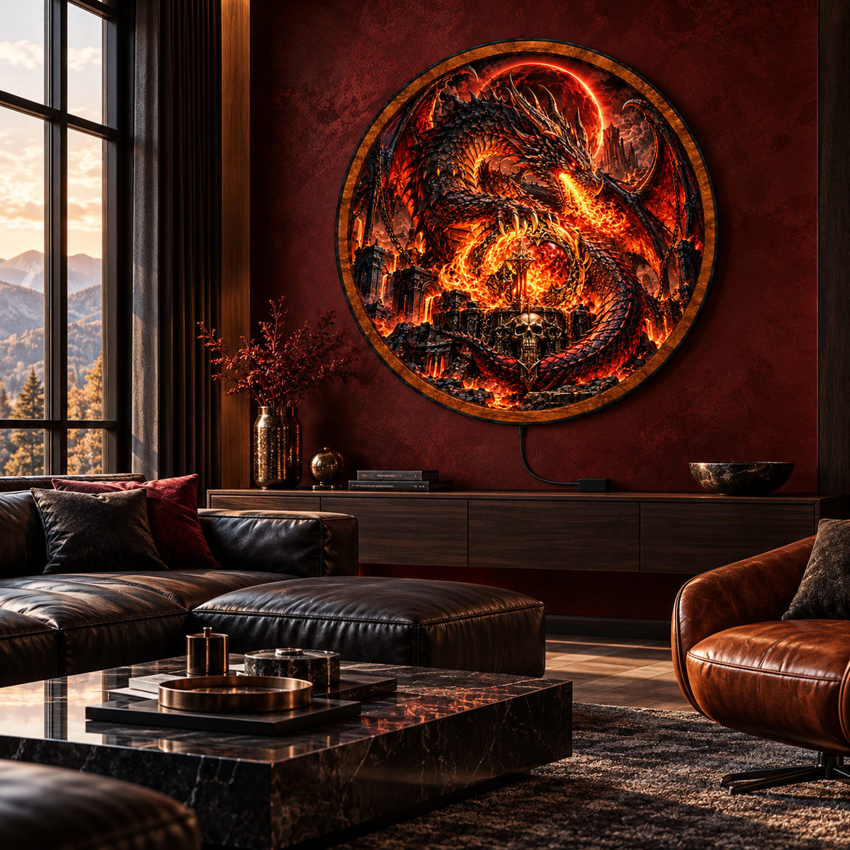 Handcrafted LED Wall Art | Fire Dragon Fantasy Decor