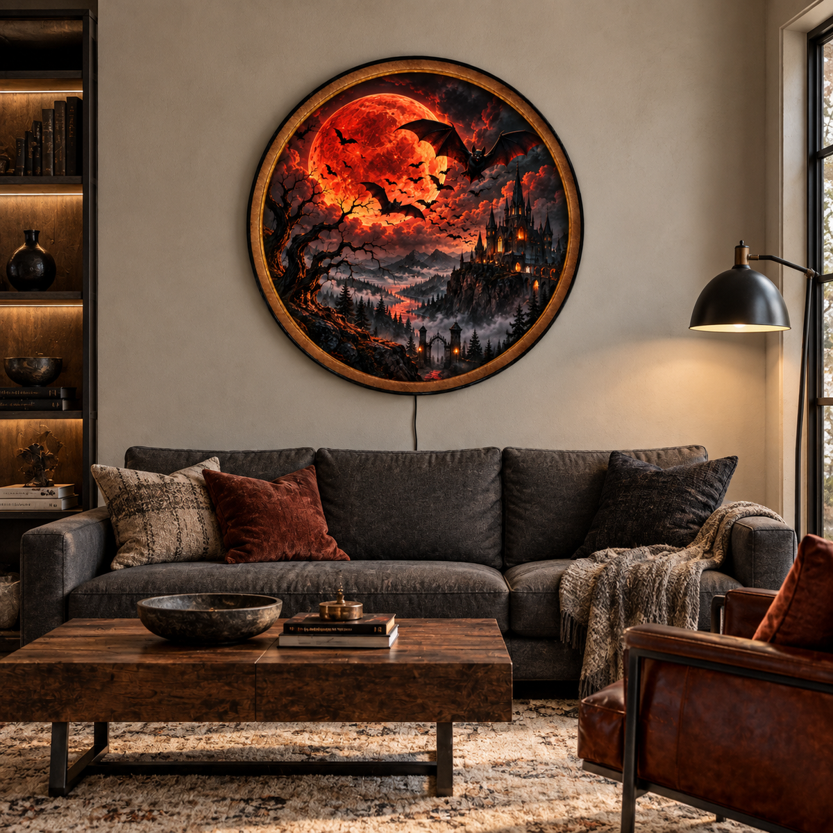 Blood Moon Bats – Gothic Castle LED Wall Art