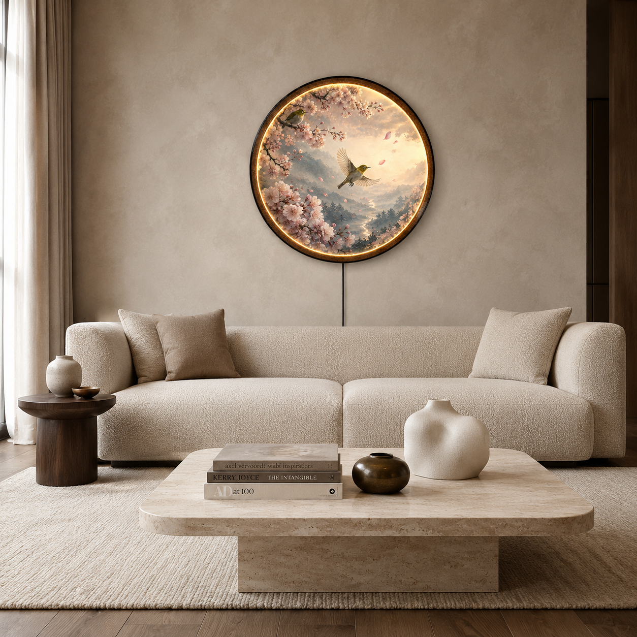Sakura Flight Mist Valley LED Wall Art – Cherry Blossom Decor