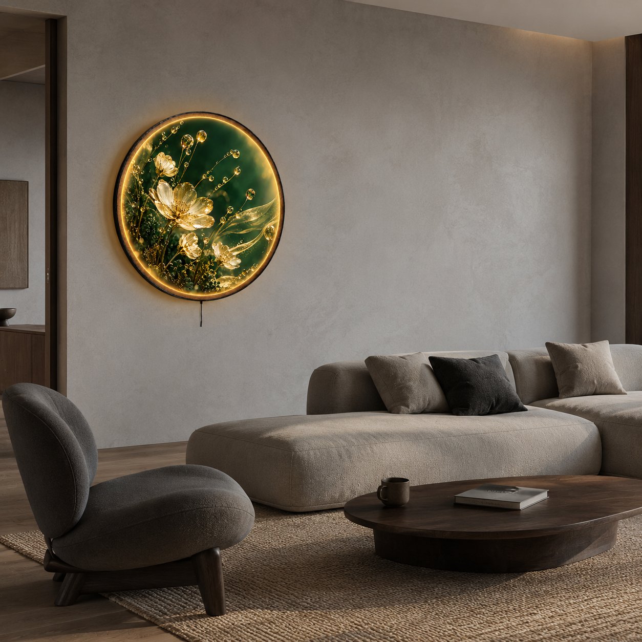 Emerald Bloom LED Wall Art – Illuminated Botanical Wall Decor
