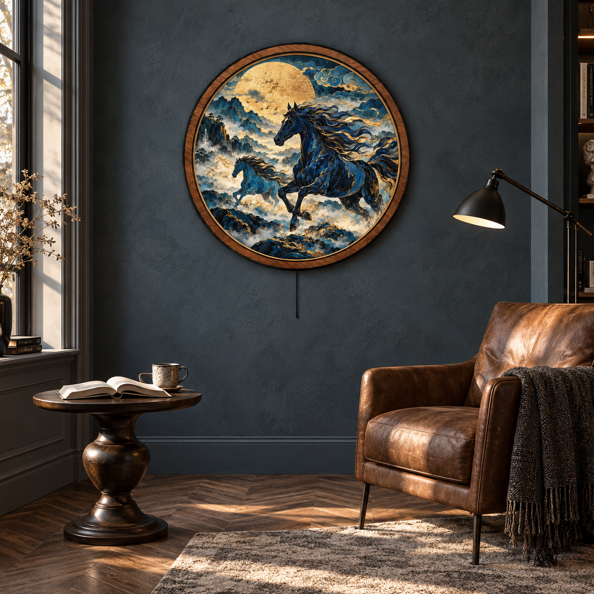 CELESTIAL STALLIONS — GOLDEN HORIZON LED WALL ART