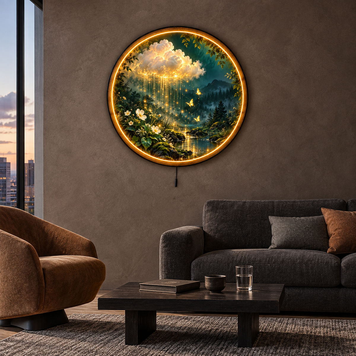 Golden Rain Cloud LED Wall Art – Enchanted Forest Decor