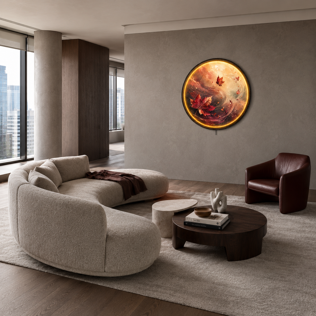 Autumn Whisper LED Wall Art – Illuminated Maple Leaf Wall Decor