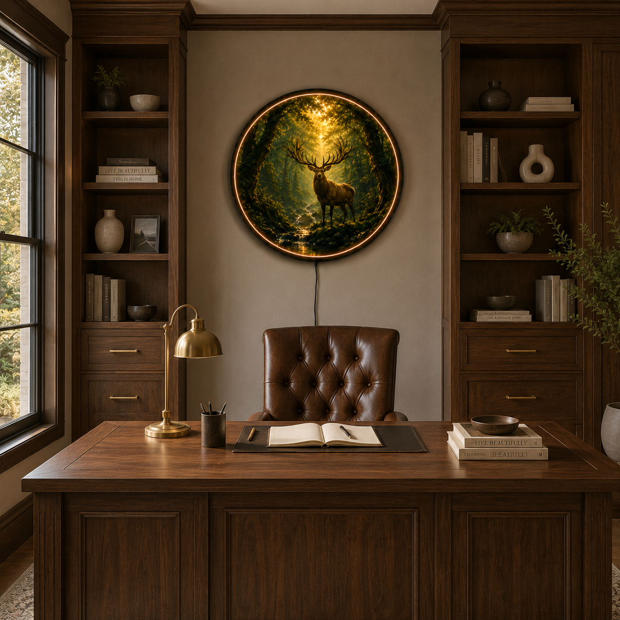 Majestic Forest Stag LED Wall Art – Illuminated Nature Wall Decor