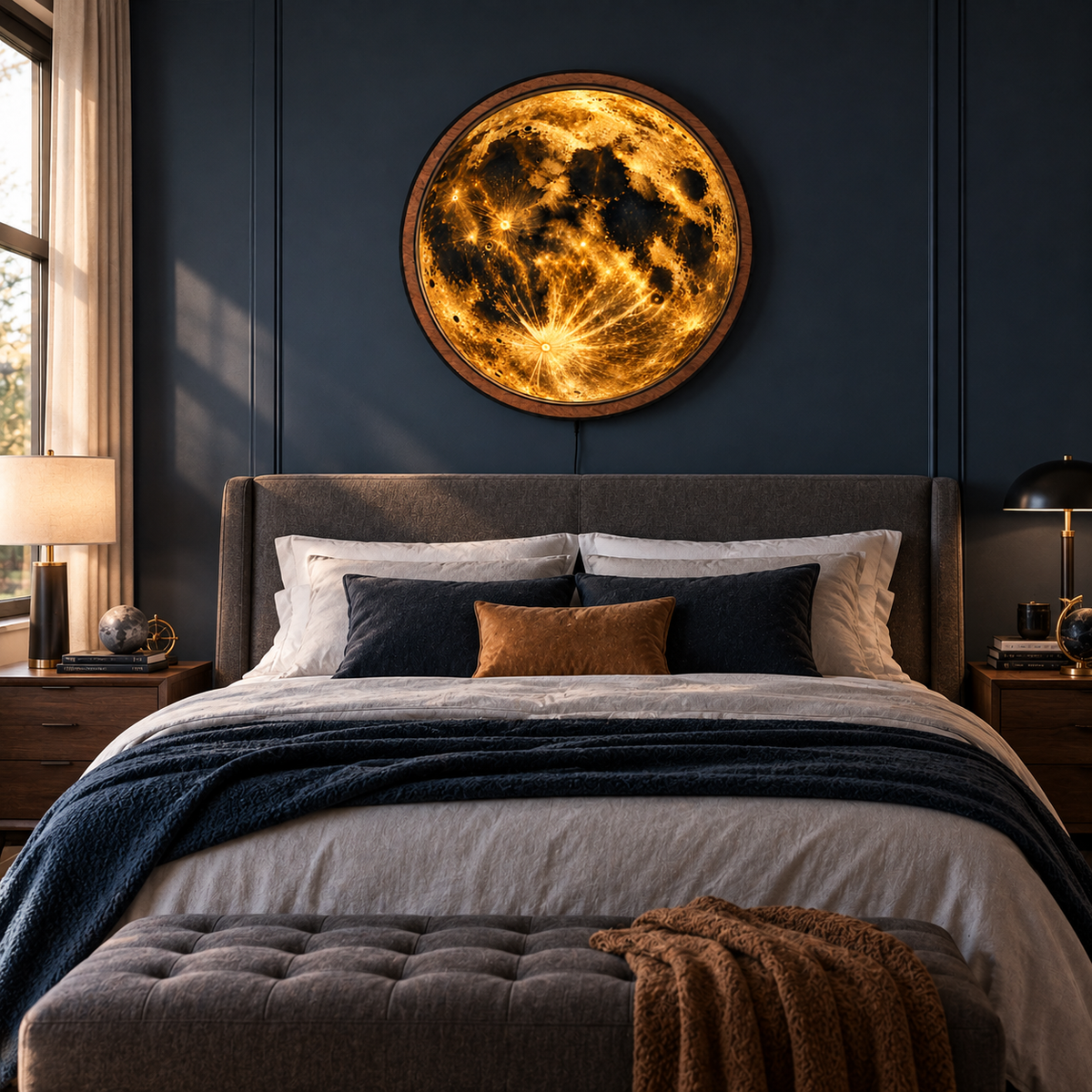 Golden Moon – Lunar Surface LED Wall Art