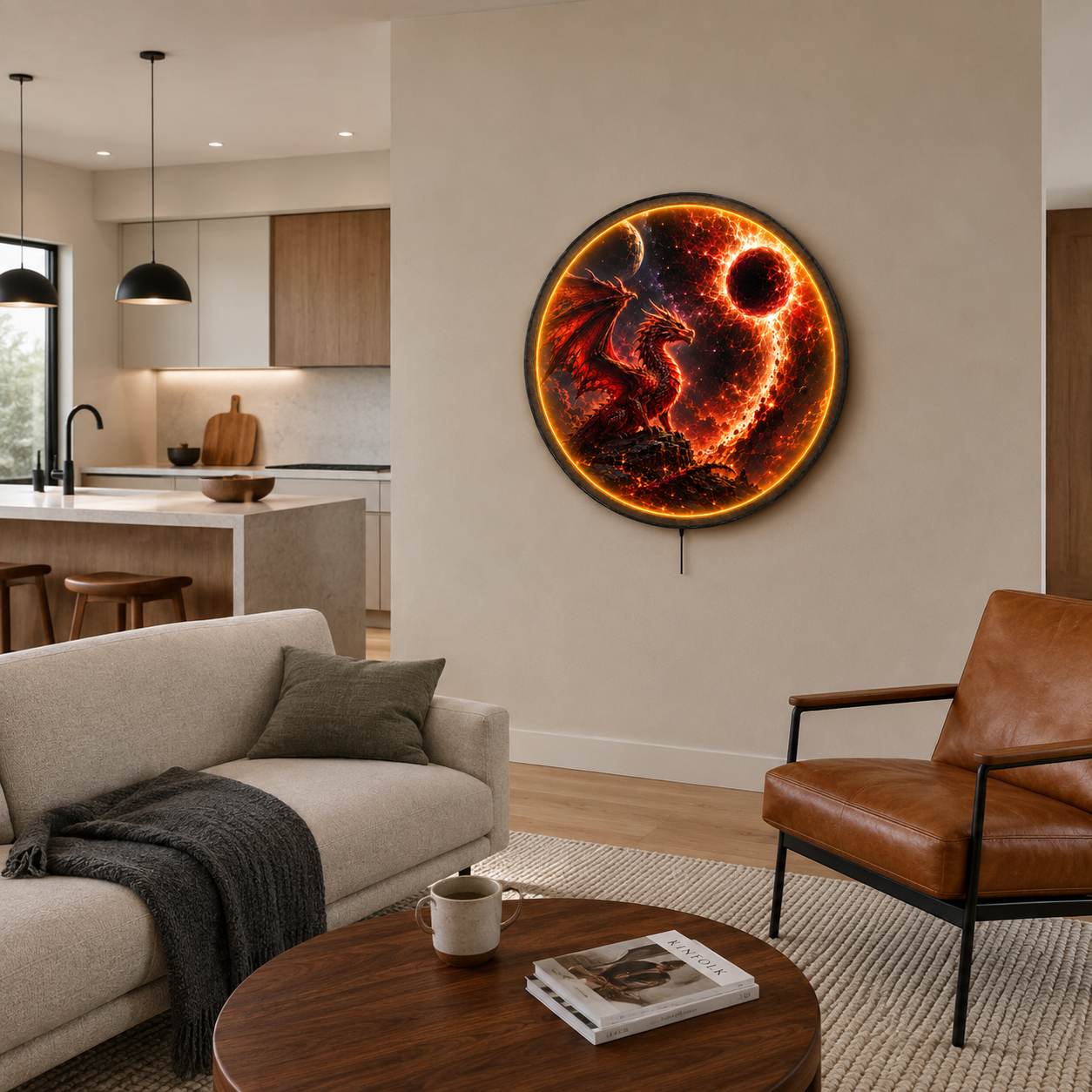 Eclipse Dragon LED Wall Art – Cosmic Fire Fantasy Decor