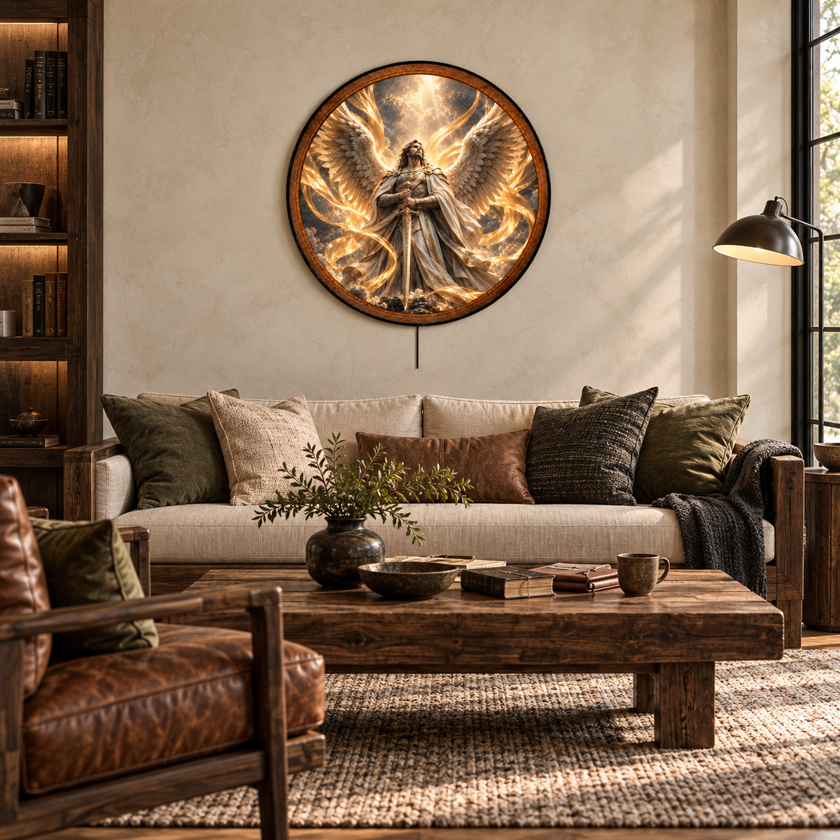 Handcrafted Archangel of Light Celestial LED Wall Art