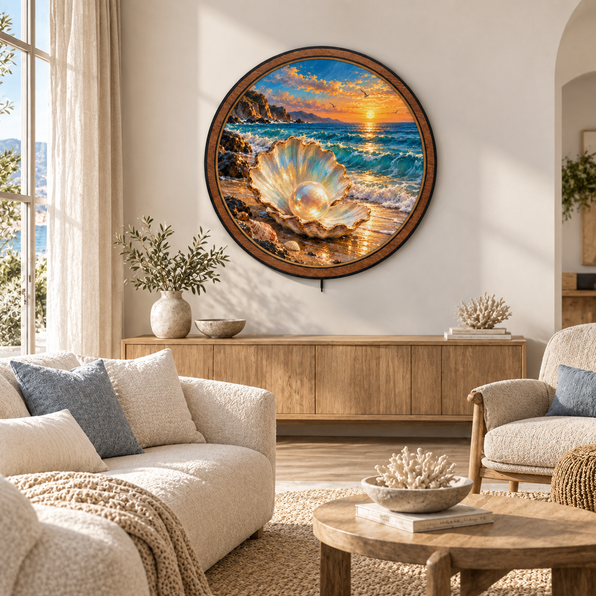 Ocean Pearl – Golden Sunset LED Wall Art