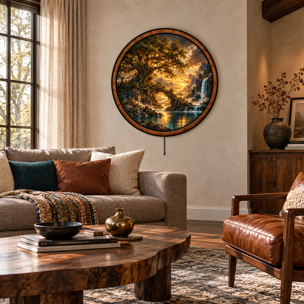 Handcrafted Ancient Tree Golden Valley LED Wall Art