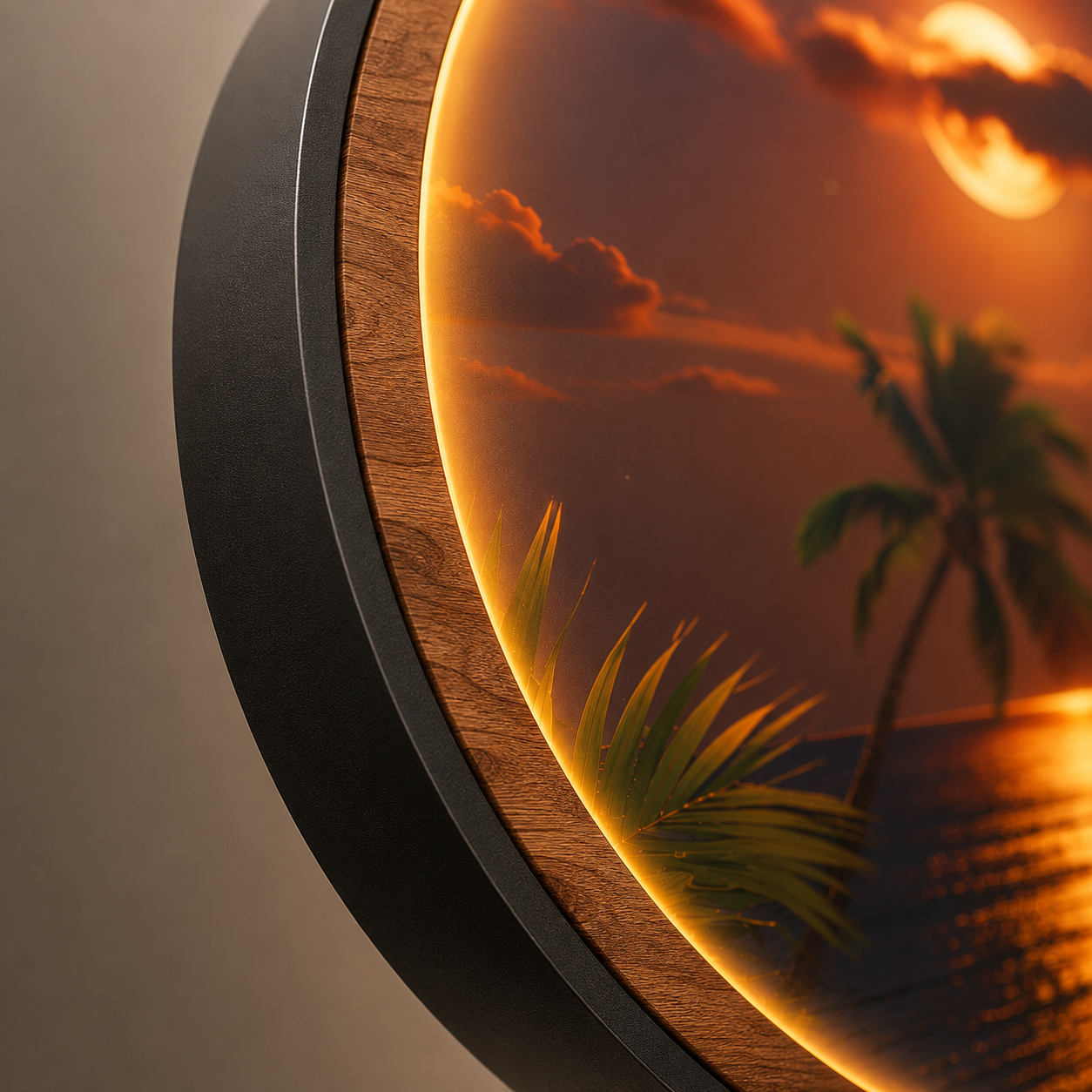 Moonlit Tropical Ocean LED Wall Art