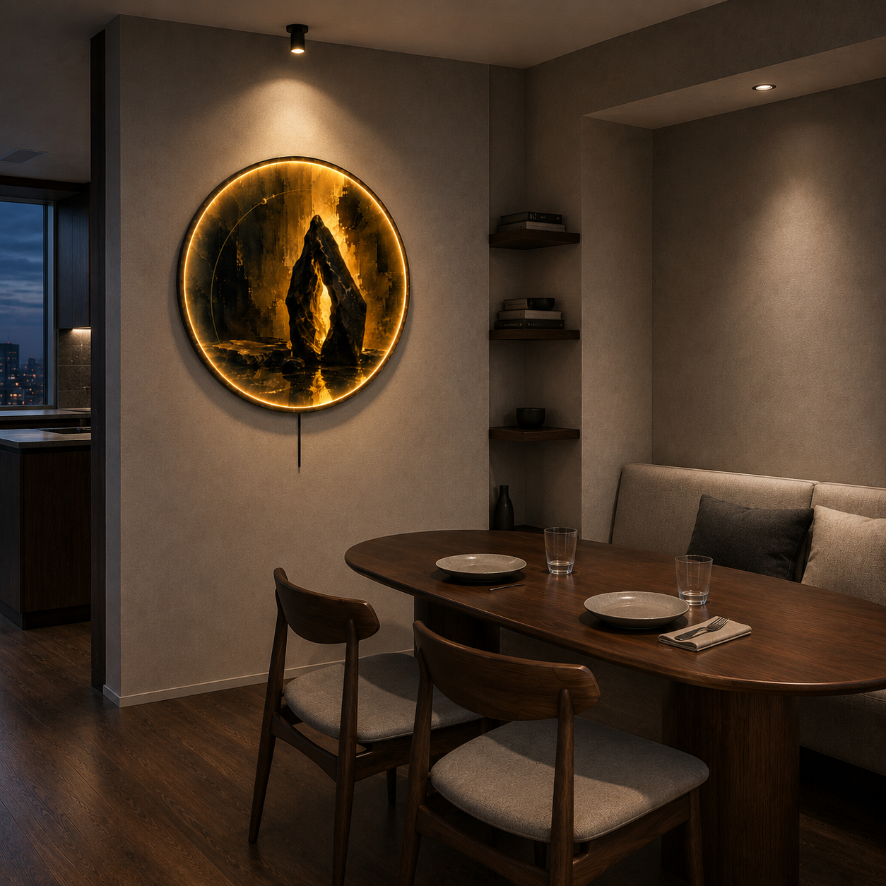 Luminous Stone Portal LED Wall Art – Modern Mineral Decor