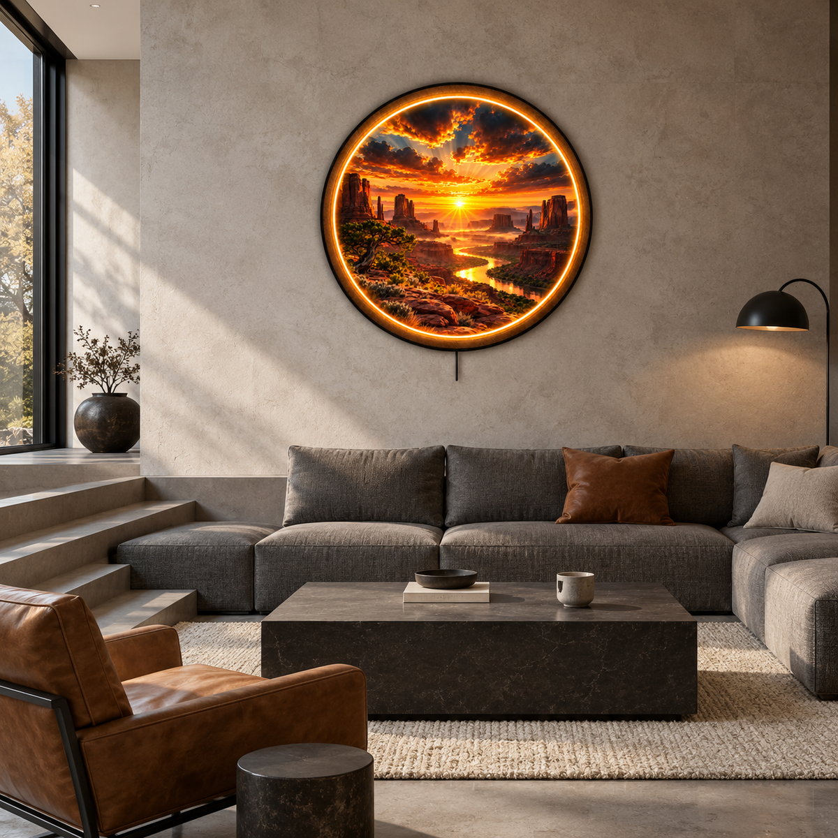 Desert Horizon LED Wall Art – Southwest Canyon Sunset Decor