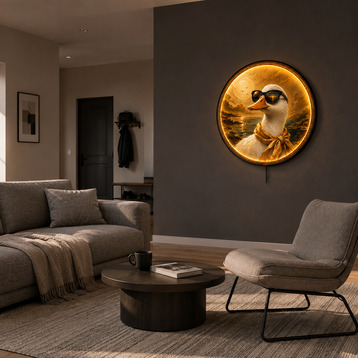 Golden Hour Goose LED Wall Art – Funny Coastal Duck Decor
