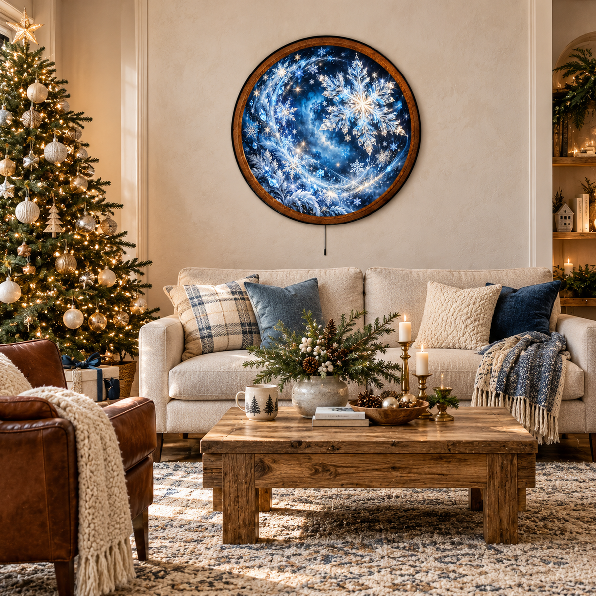 Handcrafted Celestial Crystal Snowflake LED Wall Art