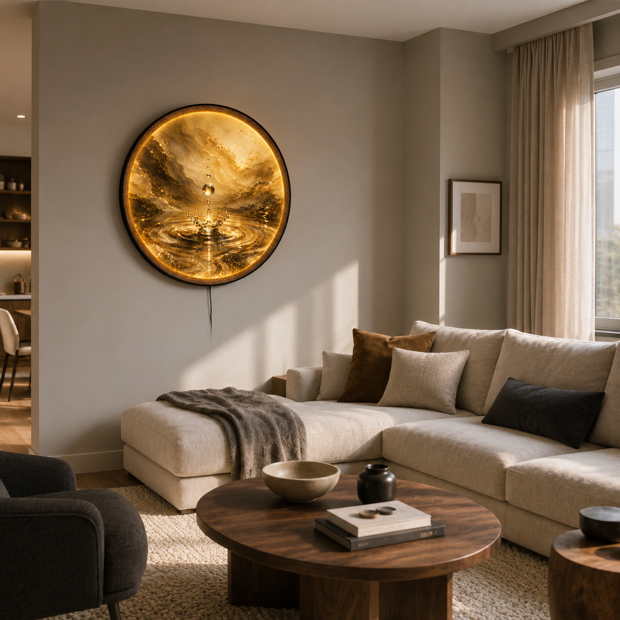 Golden Water Drop LED Wall Art – Luxury Crown Splash Decor