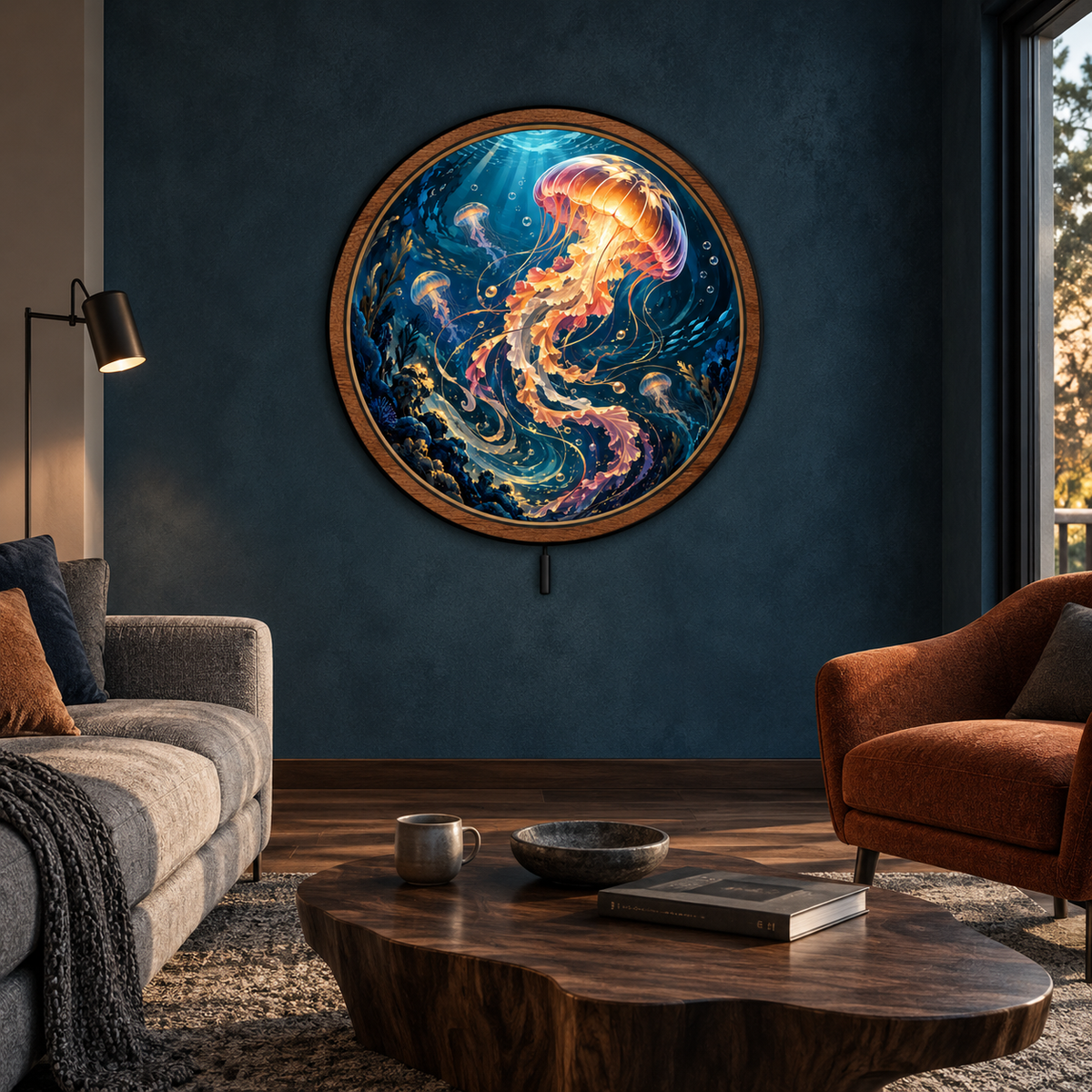 Cosmic Voyager — Golden Galaxy LED Wall Art