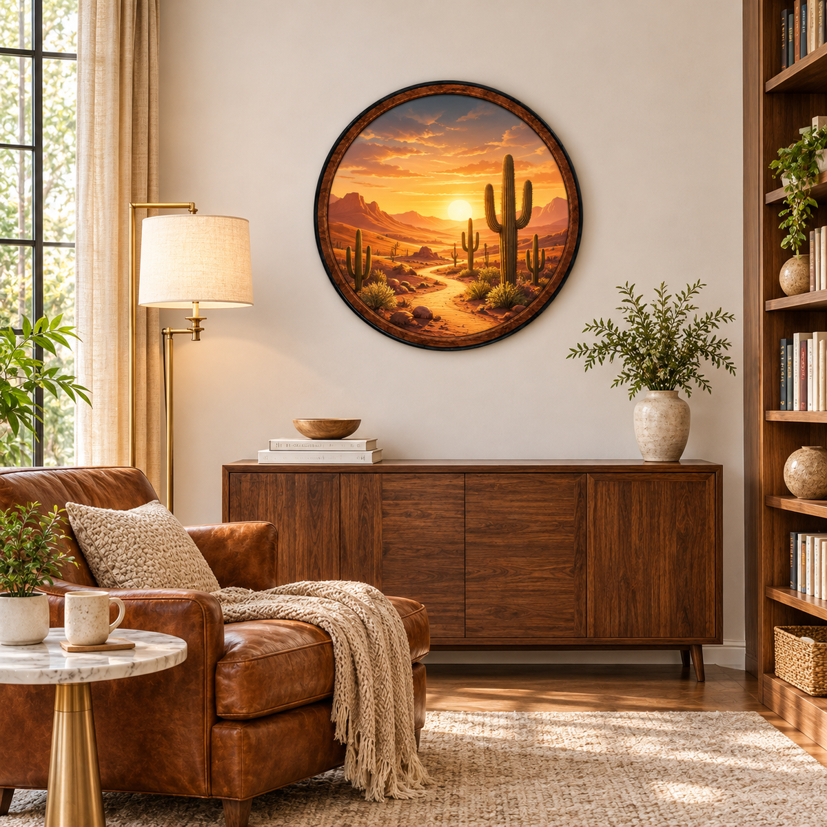 Desert Golden Hour – Handcrafted LED Wall Art