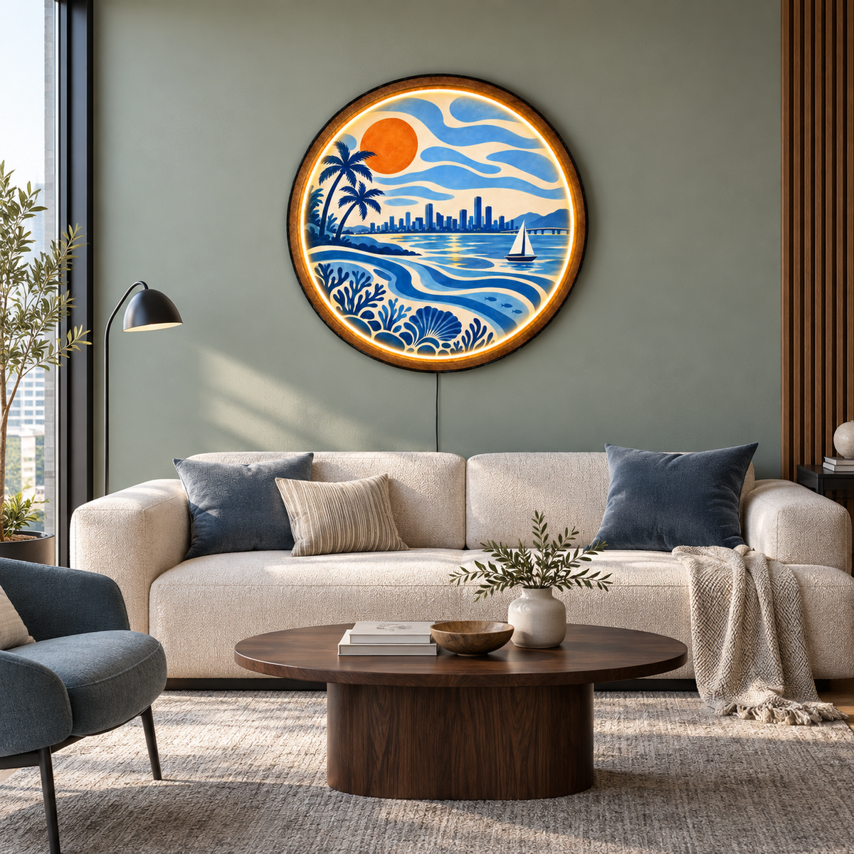 Coastal Sunset LED Wall Art – Ocean City Lighted Decor