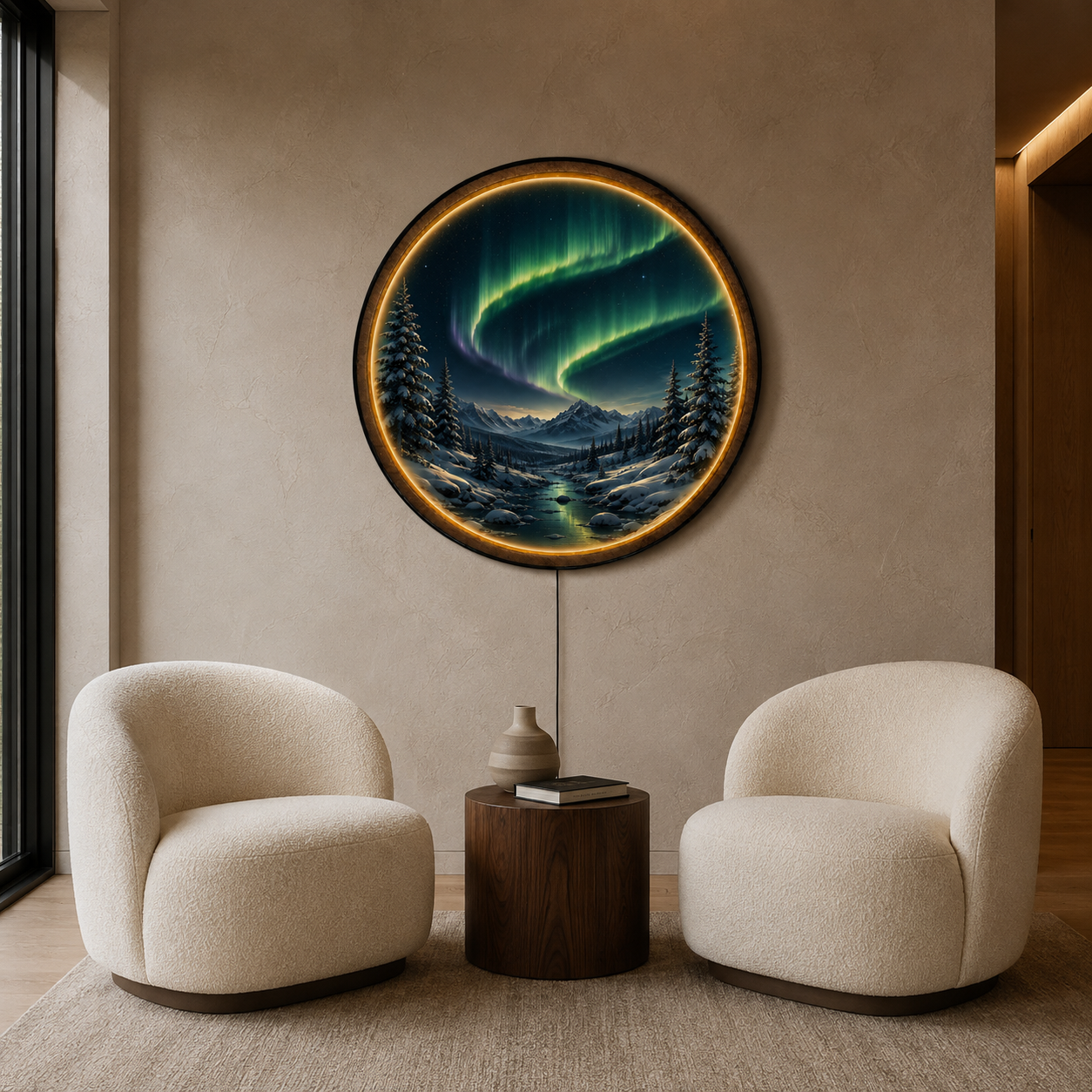 Aurora Valley LED Wall Art – Northern Lights Landscape