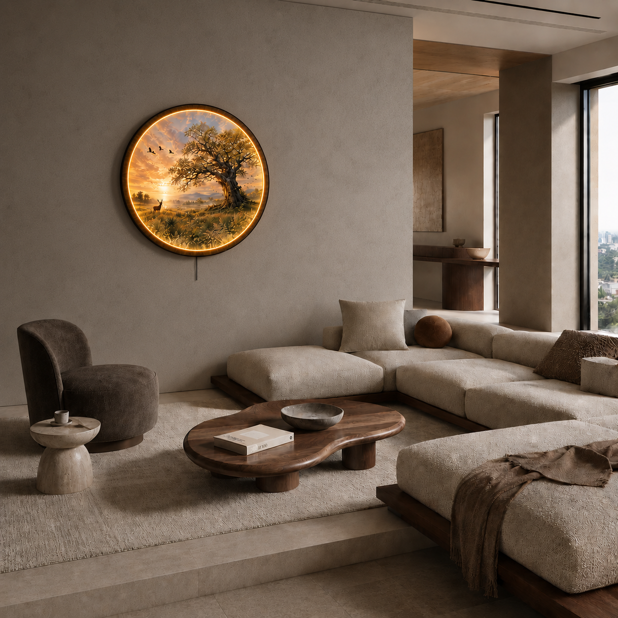 Golden Legacy Tree LED Wall Art – Illuminated Nature Wall Decor
