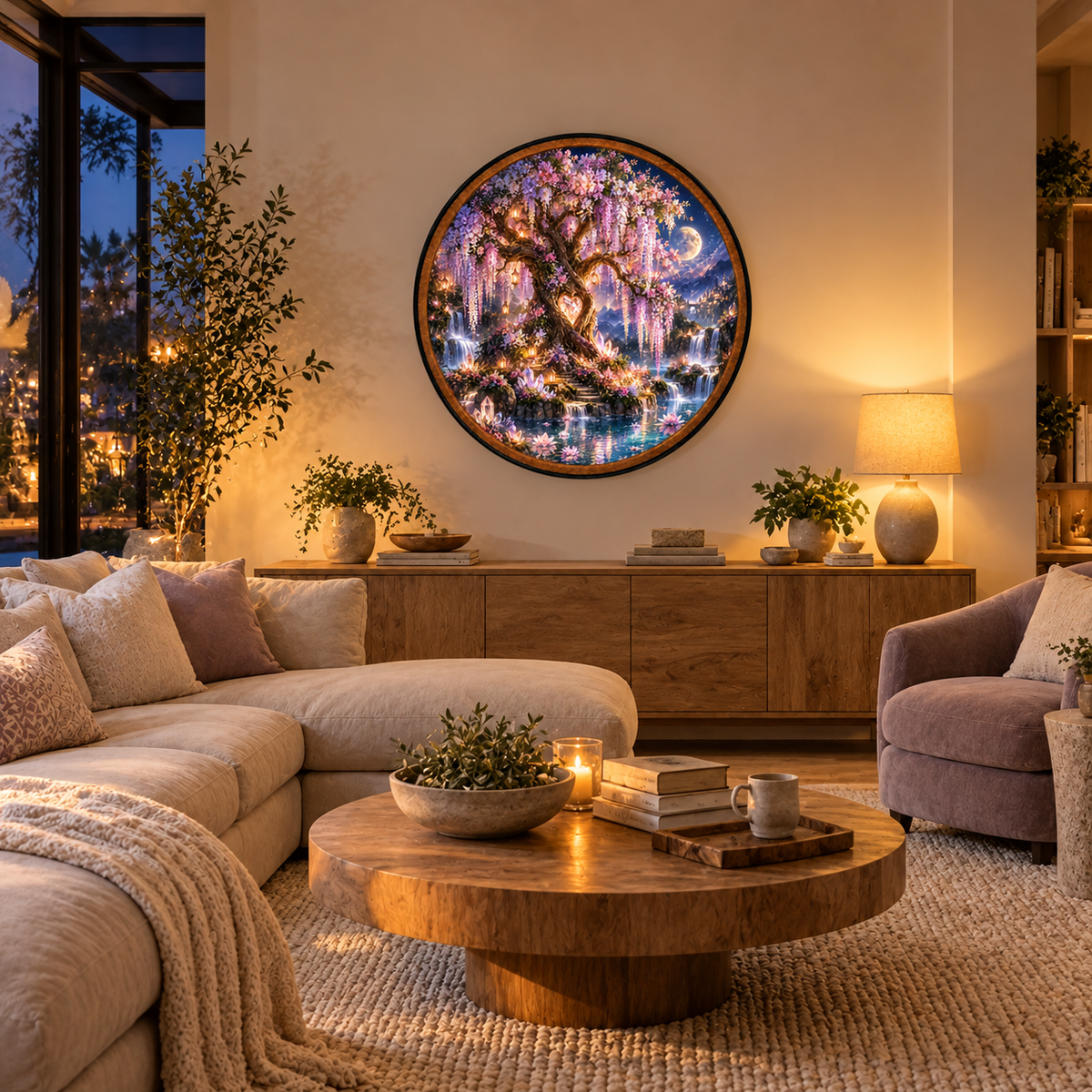 Enchanted Tree of Love – Handcrafted Round LED Wall Art