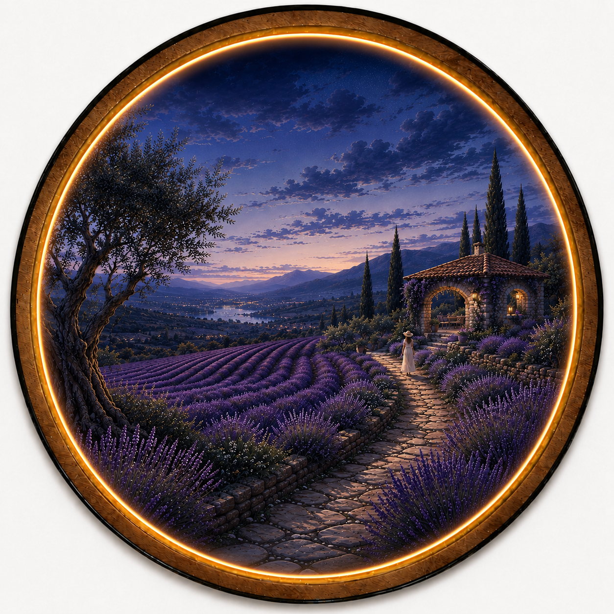 Lavender Twilight LED Wall Art – Provence Evening Landscape