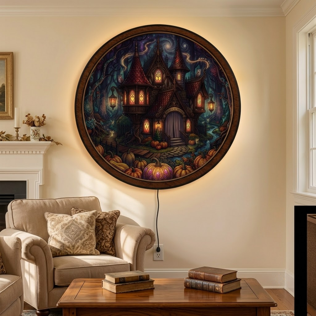 Enchanted Manor – Mystic Forest Halloween LED Wall Art