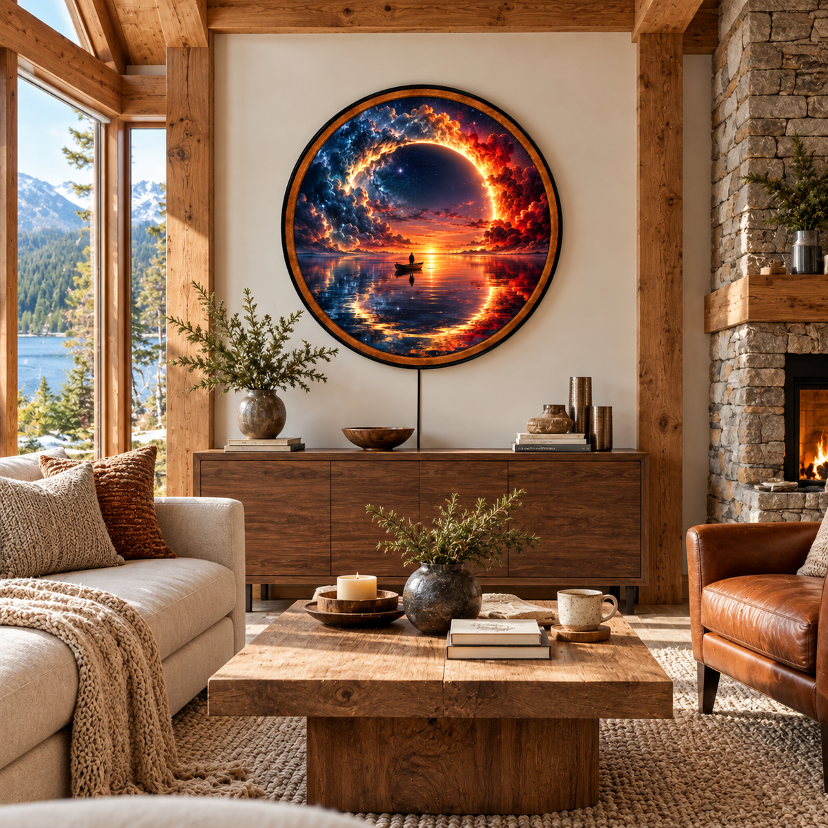 Eclipse Horizon – Handcrafted LED Wall Art | Cosmic Sunset & Celestial Eclipse Artwork