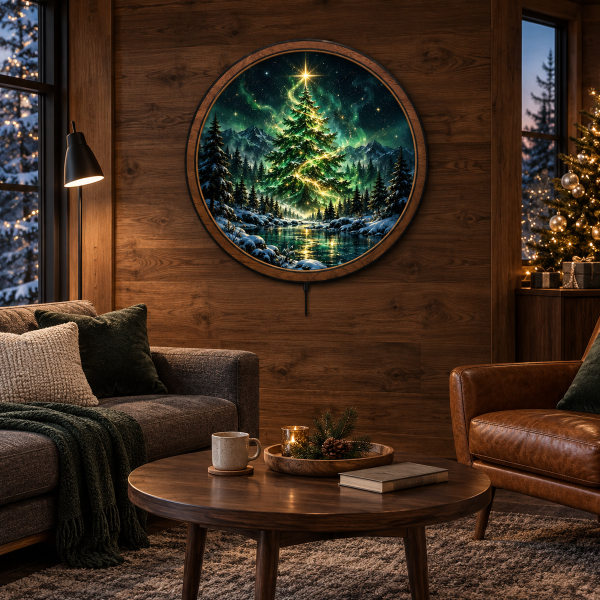 Evergreen Star Glow LED Wall Art – Enchanted Christmas Forest