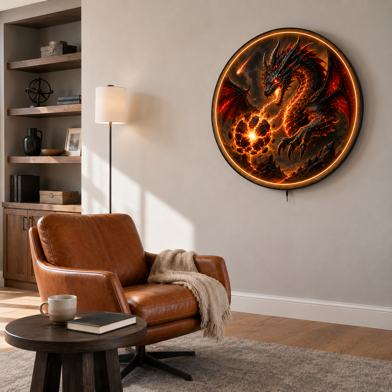 Inferno Dragon LED Wall Art – Volcanic Fire Fantasy Decor