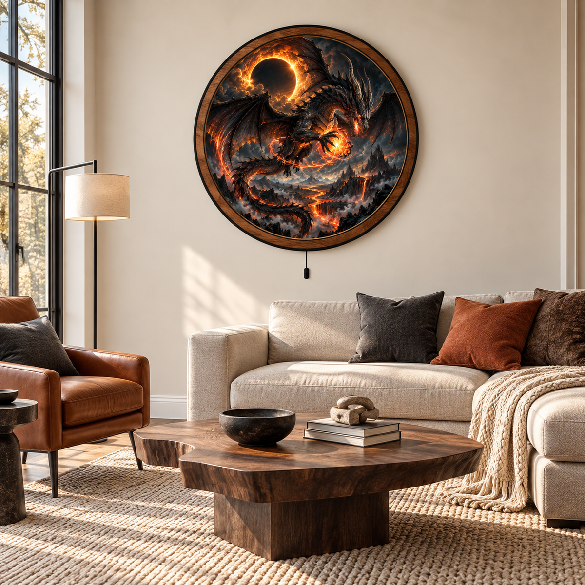 Infernal Eclipse Dragon – Dark Fantasy LED Wall Art