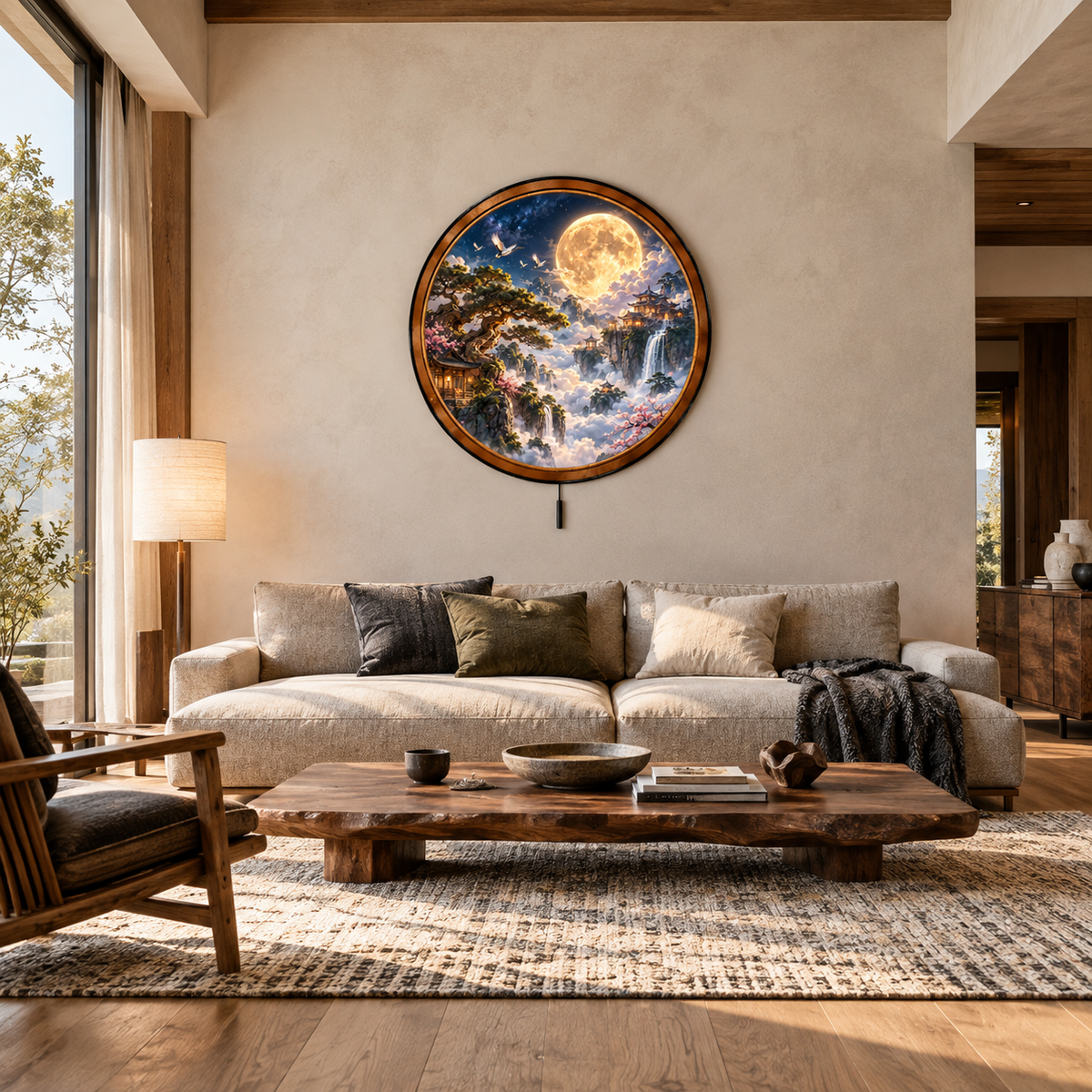 Handcrafted Moonlit Mountain Sanctuary LED Wall Art