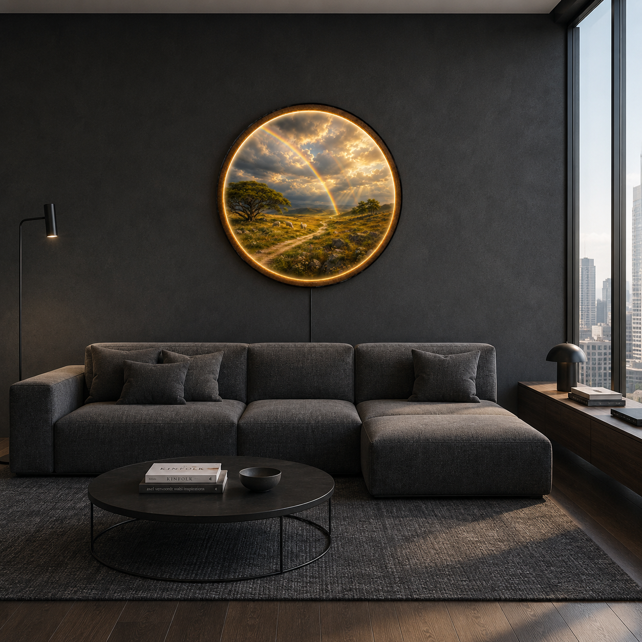 Golden Meadow LED Wall Art – Illuminated Countryside Landscape Decor