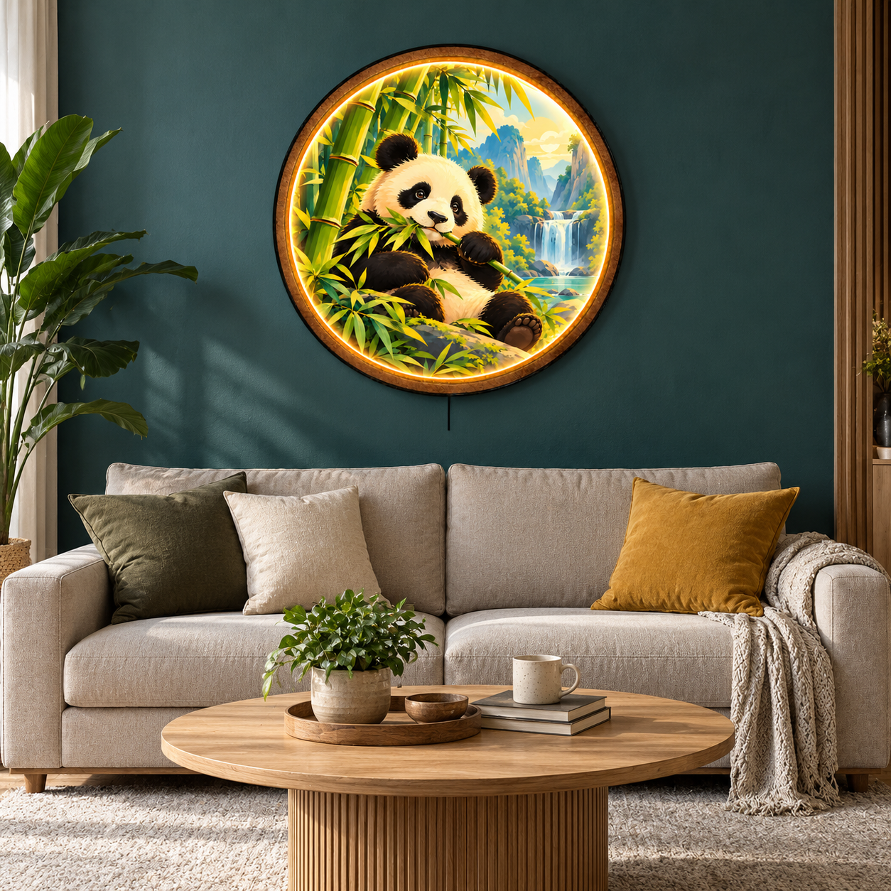 Bamboo Panda LED Wall Art – Cute Nature Lighted Decor