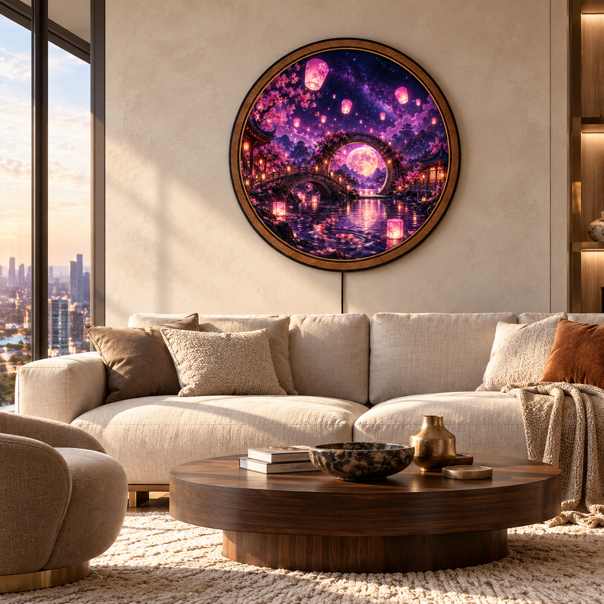 Celestial Elemental Dragon – Fantasy Round LED Wall Art