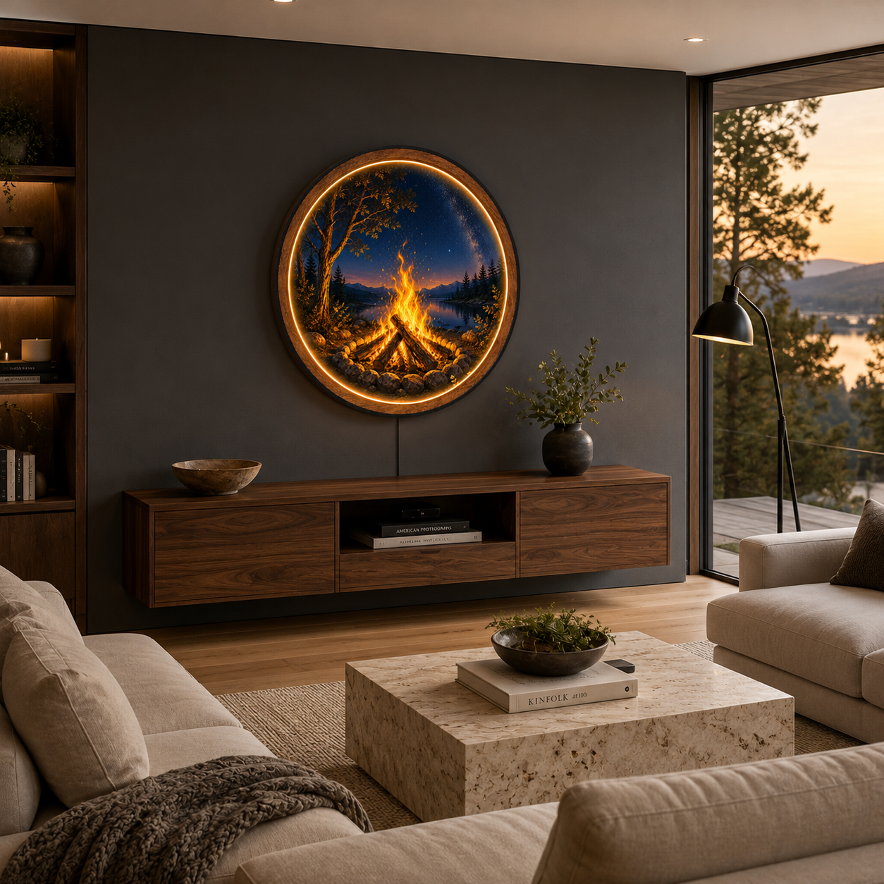 Campfire Under the Milky Way LED Wall Art | Warm Ambient Light