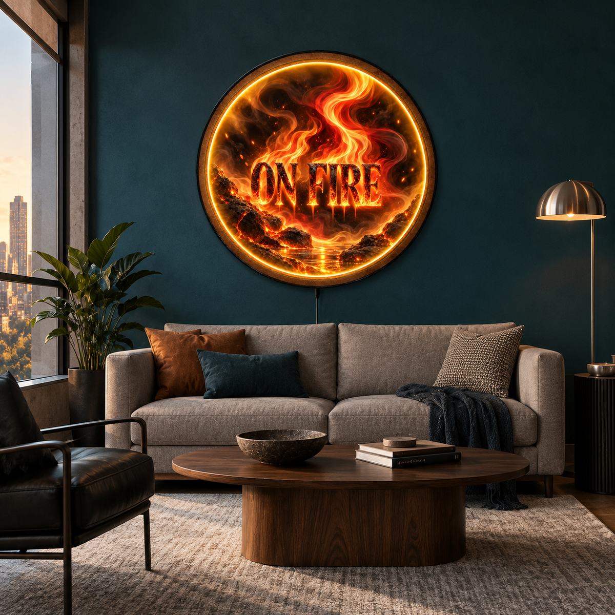 On Fire LED Wall Art – Motivational Flame Lighted Decor