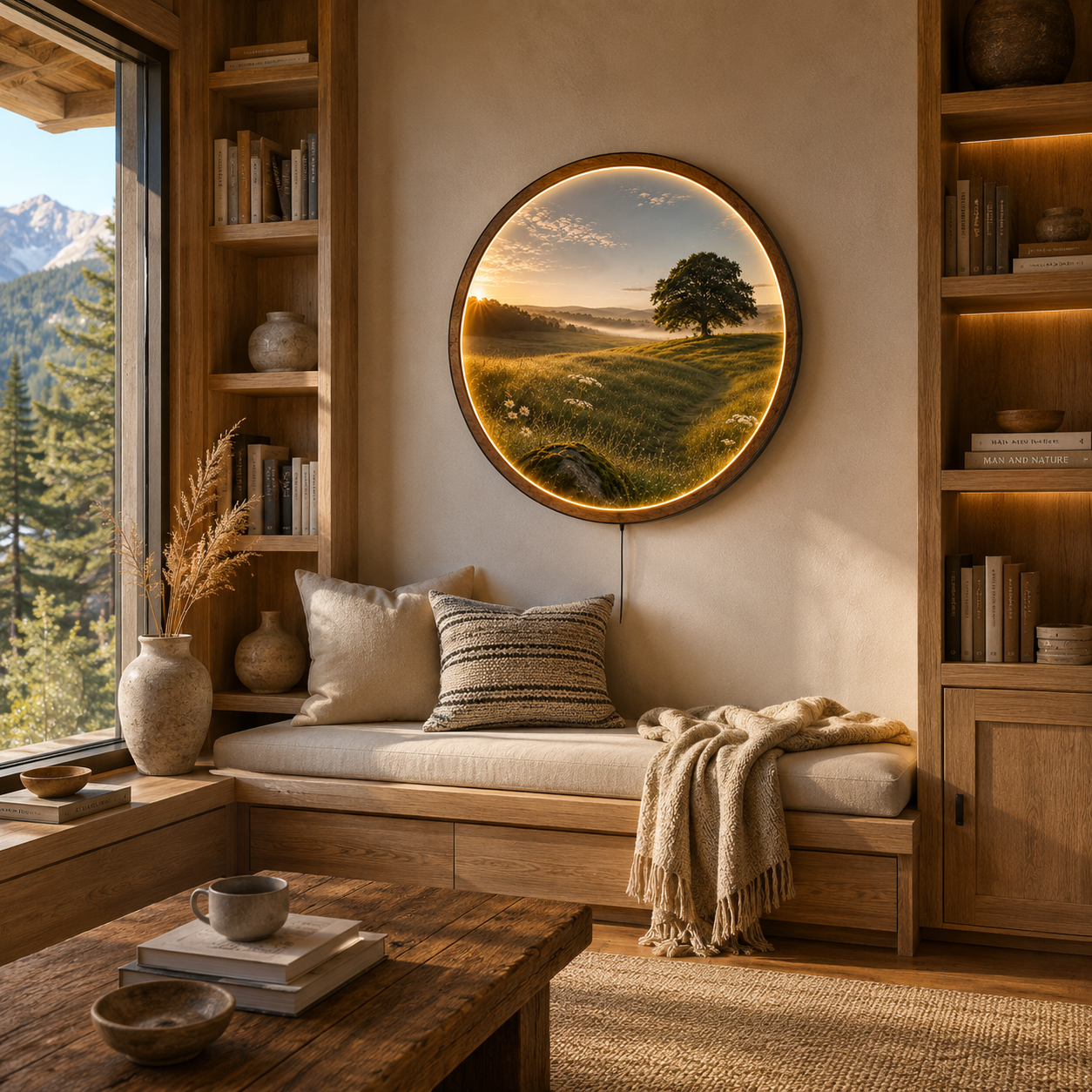 Golden Meadow Sunrise LED Wall Art – Illuminated Nature Landscape Decor