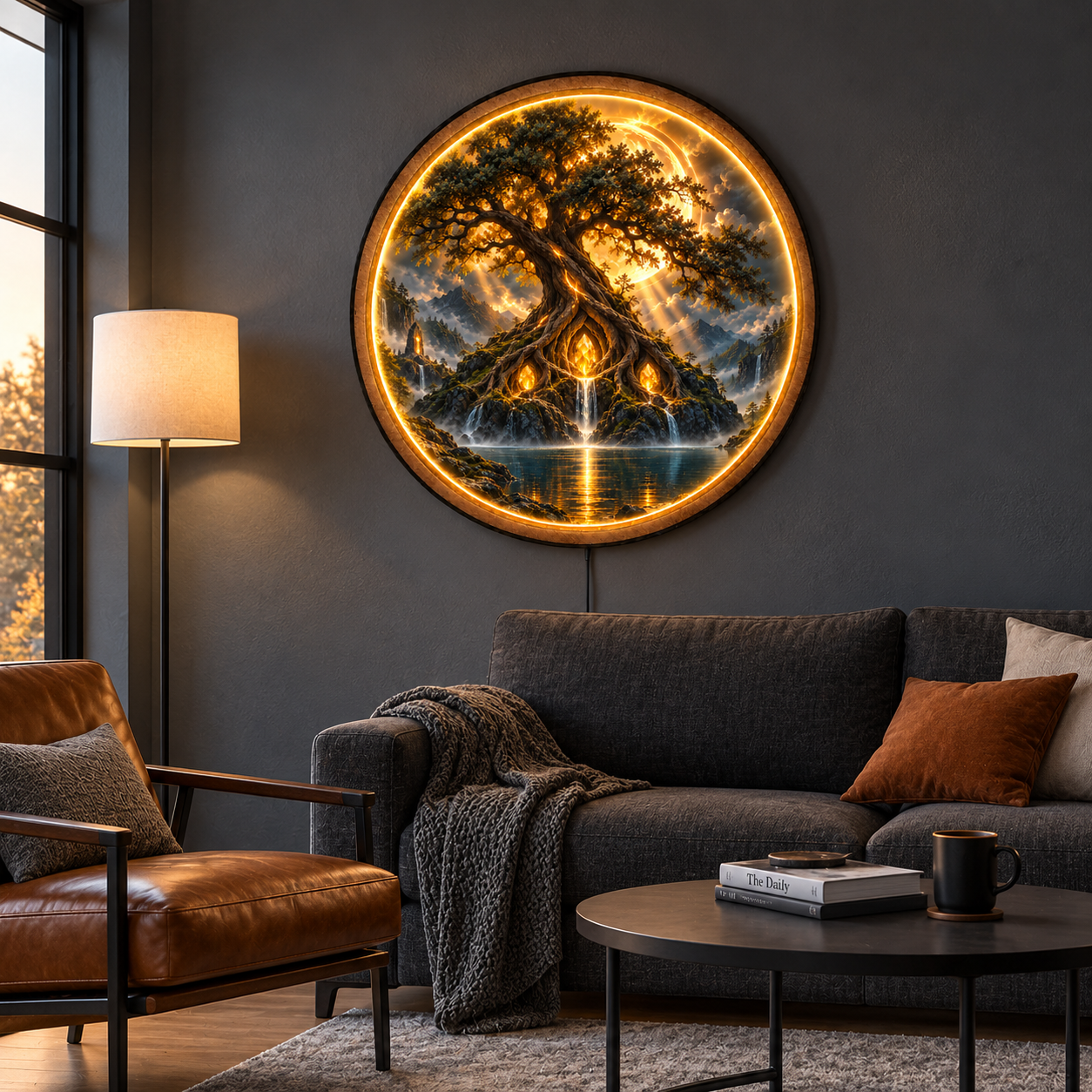 Emberheart LED Wall Art – Ancient Tree & Golden Crystal Decor