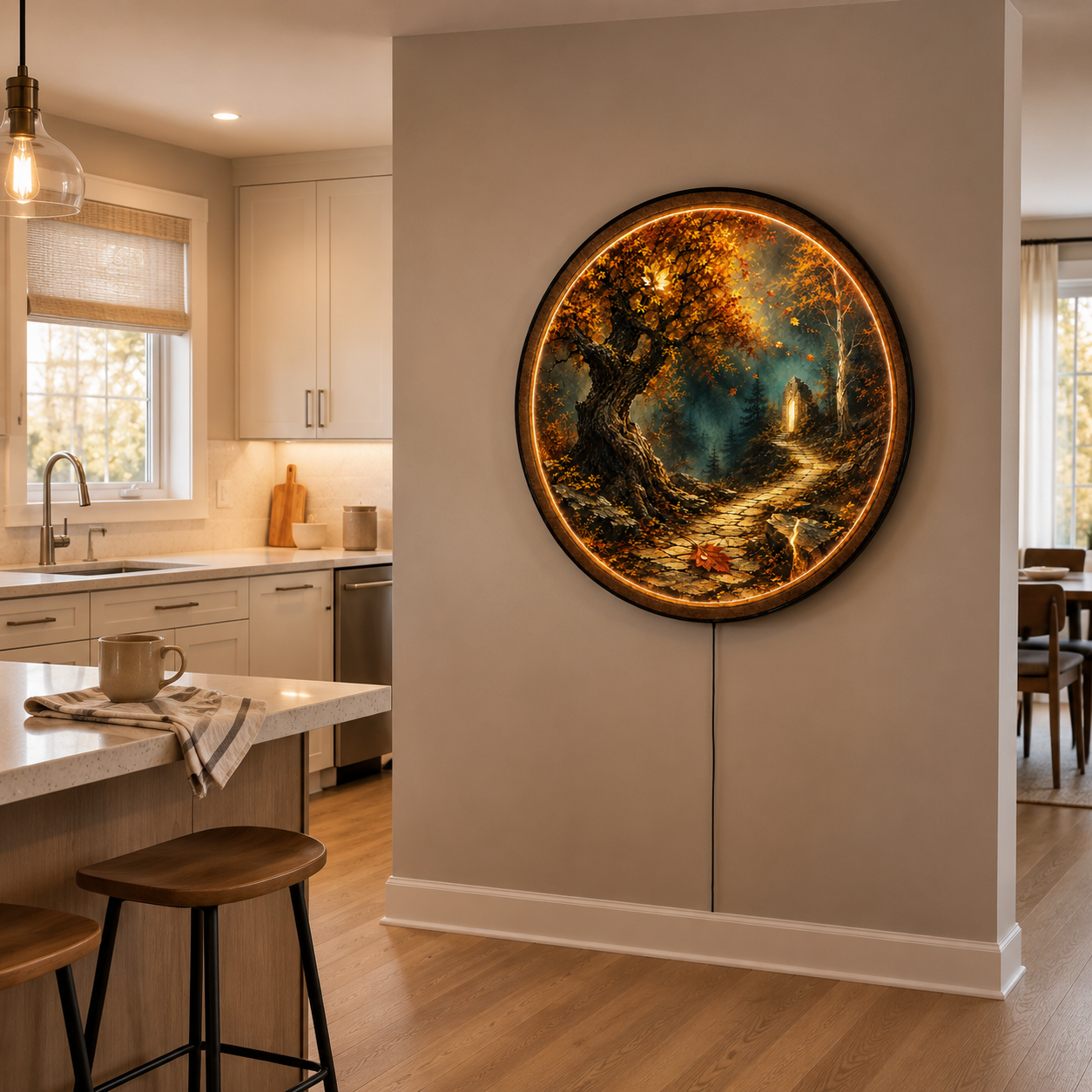 Autumn Gateway LED Wall Art – Enchanted Forest Path Decor